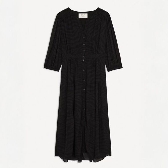 NWT ba&sh Robie Samie Subtle Zebra Print Midi Dress in Marine - Picture 11 of 11